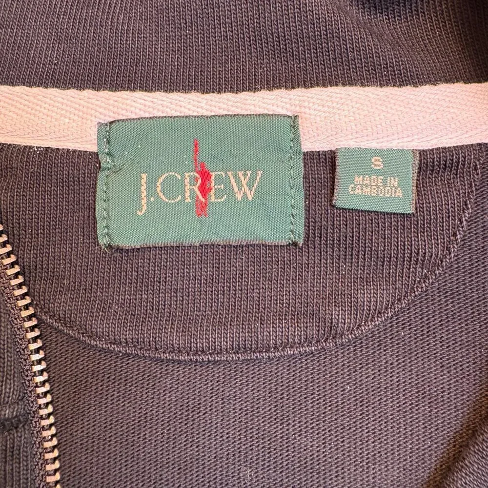 Vintage J.Crew Quarter Zip Pullover Elbow Patch Sweatshirt Black Men's Small
